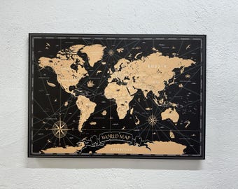 World Map Canvas Art: Framed Cotton Wall Decor