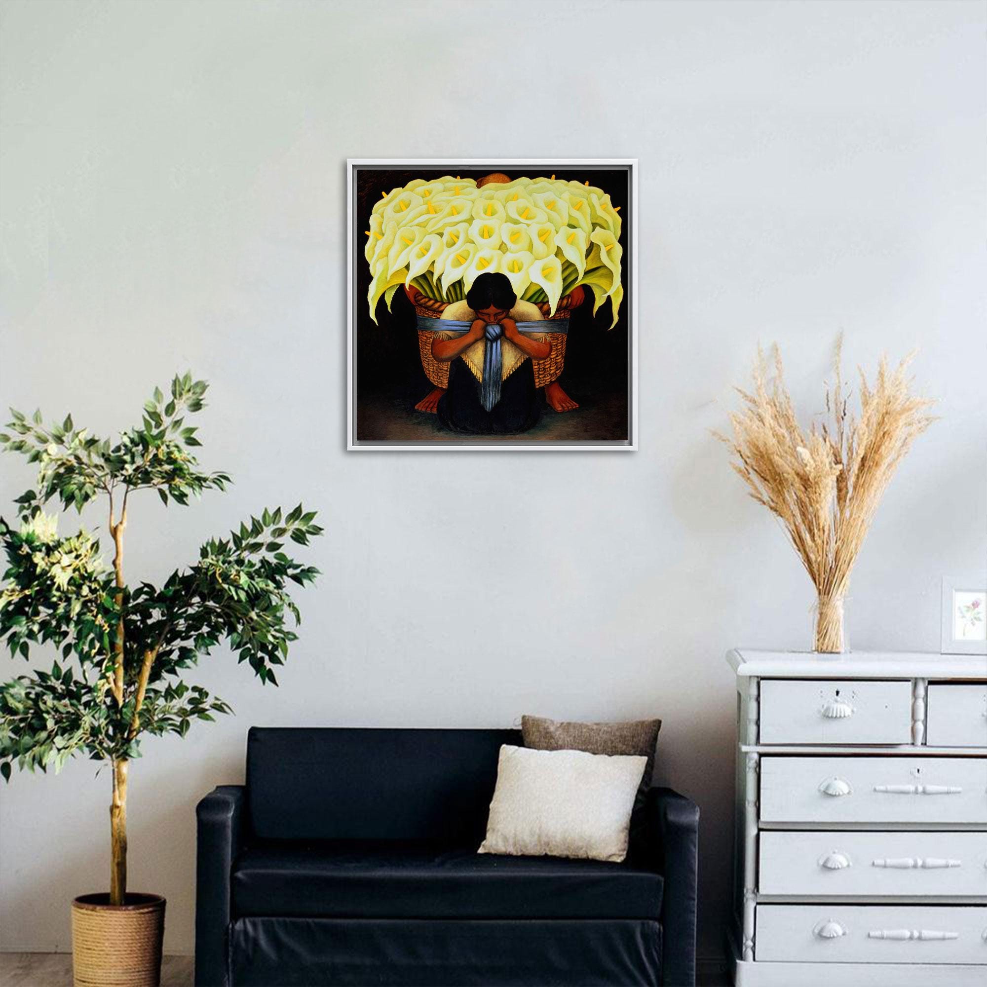 リベラ・フラワーキャリア・アート：額入りコットンキャンバス壁装飾 - Etsy 日本, image size:2000x2000