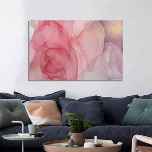 Regalo para el hogar, colgante de pared moderno, regalo de lienzo de mármol rosa, arte de mármol dorado, póster rosa, arte de pared 3D, decoración de pared,
