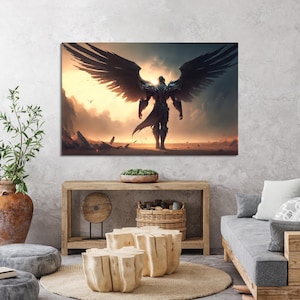 Loft Wand Kunst, Großes Wand-Dekor, Engel Leinwand Geschenk, Modernes Wand-Dekor, Krieger Engel Poster, Baby-Jungen Geschenk,