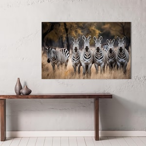 Zebra Canvastavla: Skogsdjurstryck, Inramad Dekor