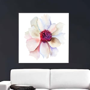 Canvasafdruk witte bloem: minimalistische bloemenmuurkunst