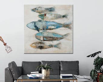Fish Painting Canvas Print: Modern Animal Wall Hanging