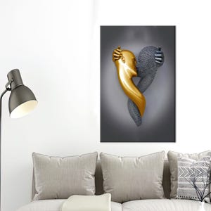 Metallic Paar Wandbehänge, küssendes Paar Leinwand Dekor, modernes Poster, Silber Leinwand Dekor, Baby Boy Geschenk,