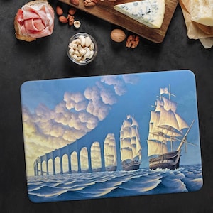 Brücke aus Himmel Holz Schneidebrett, Schiff Servierbrett, Modernes Servierbrett, Meeres Servierbrett, Schneidebrett aus gehärtetem Glas,