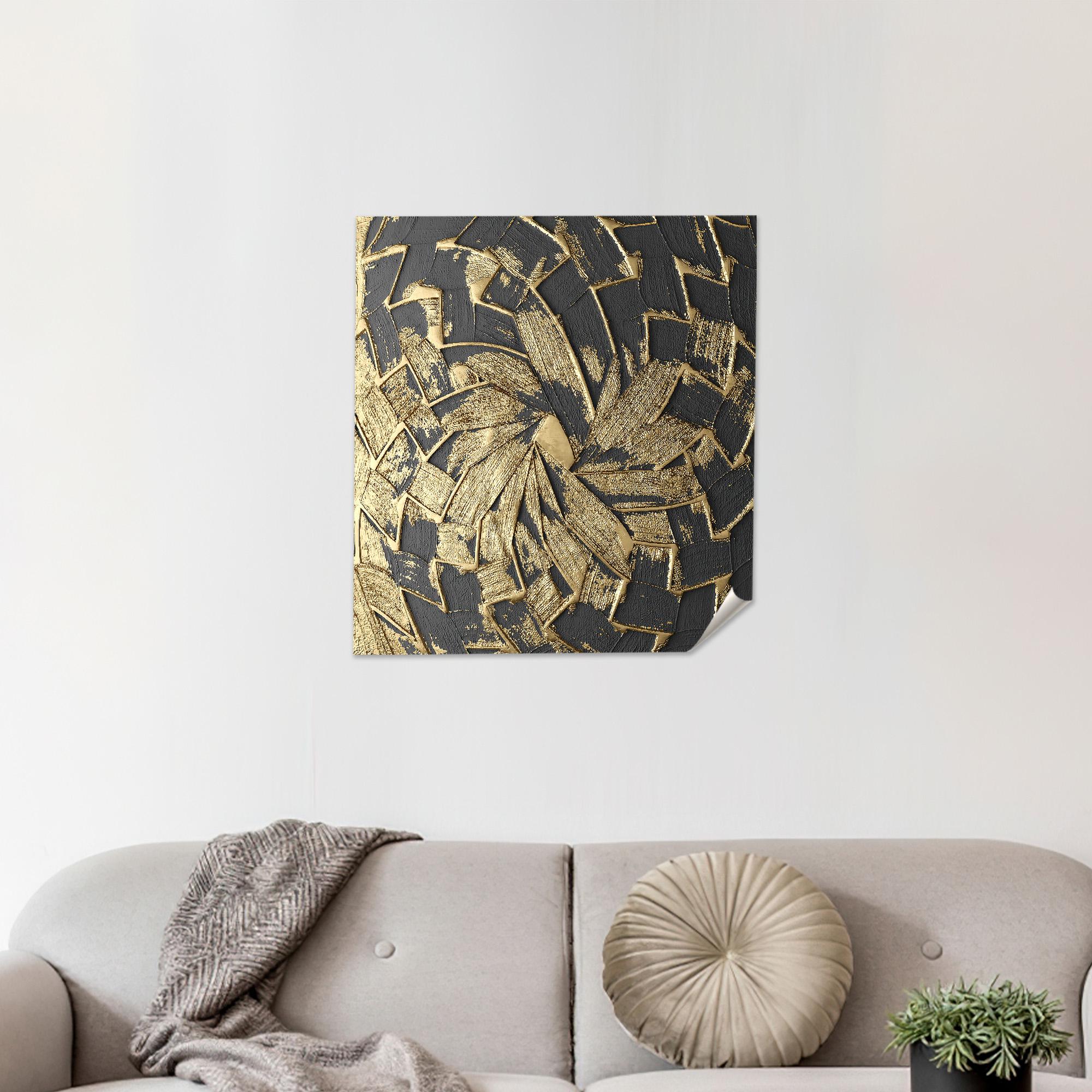 Black and Gold Abstract Texture Canvas Wall Art With Geometric Luxury ...