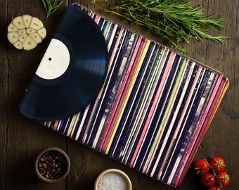 Vinyl Covers Serving Board, Colorful Cutting Board, Music Room Cutting Board, Modern Cutting Board, Glass Cutting Board,