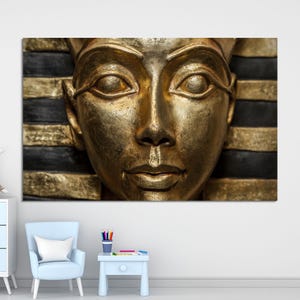 Gold Pharaoh Canvas Print: Egyptian Wall Art Decor