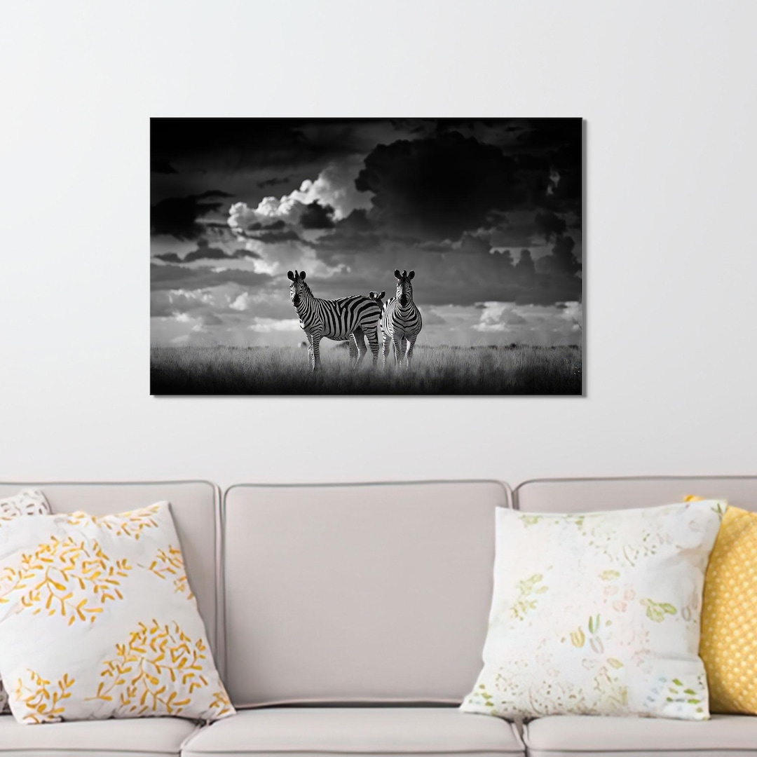 Zebra Canvas Print: African Savannah Black and White Wall Art - Etsy