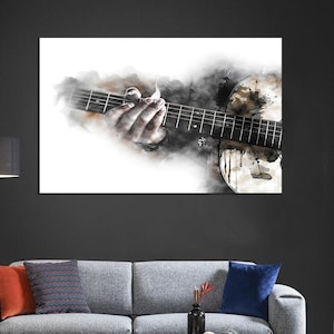 Musik Leinwand Dekor, Gitarre Leinwand Geschenk, Abstrakte Gitarre Wand Dekor, Musikinstrumente Leinwand Geschenk, Minimalistische Wandkunst,