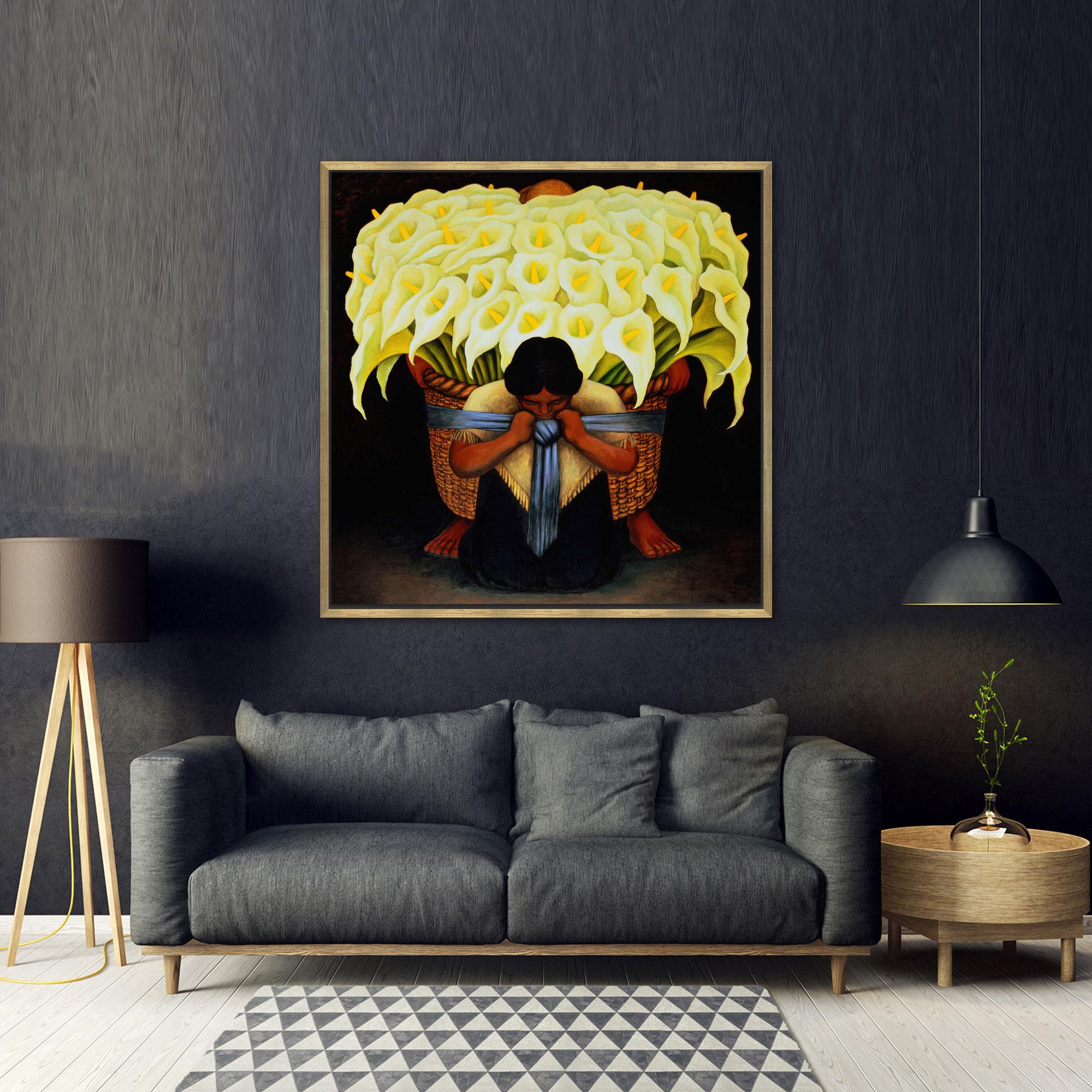 リベラ・フラワーキャリア・アート：額入りコットンキャンバス壁装飾 - Etsy 日本, image size:2000x2000