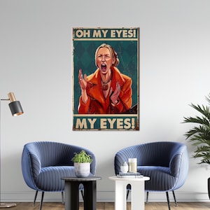 Modernes Poster, Leinwand Wandkunst, Frau Wandbehänge, Vintage Design Leinwand Dekor, Oh meine Augen Wandkunst, Baby Girl Geschenk,