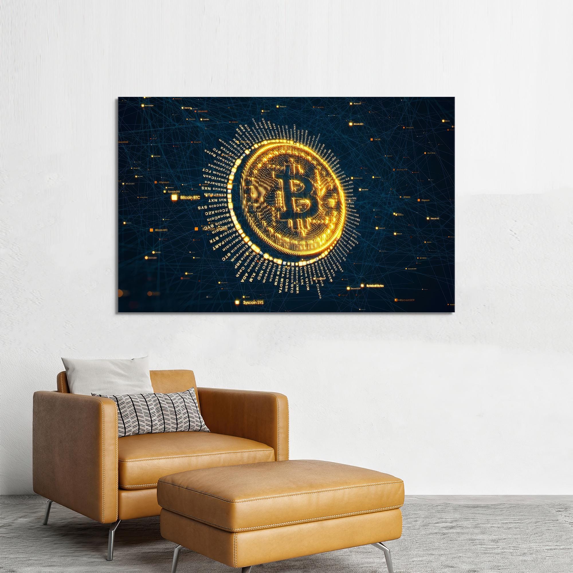 Bitcoin Canvas Print: Crypto Money Wall Art, Modern Office Decor - Etsy