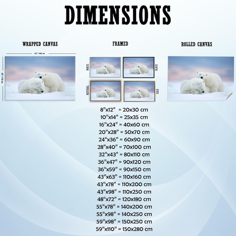 Polar Bears Wall Decor, Sleeping Bear Canvas Art, Personalized Gifts