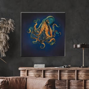 Hochzeitsgeschenk für paar personalisiert, Tier Poster, Luxus Leinwand Geschenk, Oktopus Leinwand Druck, trendige Leinwand, Baby Mädchen Geschenk,