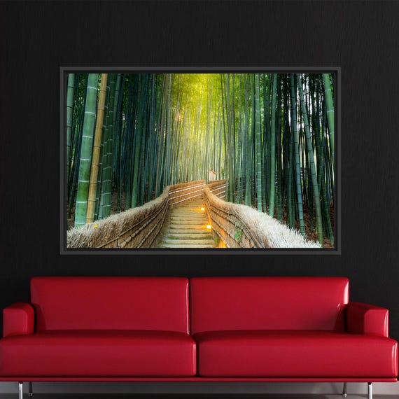 京都の竹林を描いたキャンバスアート：日本の風景画の壁飾り - Etsy 日本