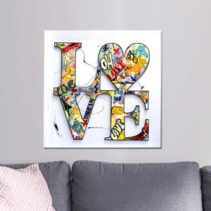 Love Graffiti Art, Grandma Gift Personalized, Modern Wall Hangings, Bohemian Wall Art, Love Wall Art, Graffiti Canvas Gift, Large Canvas,