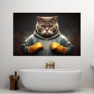 Personalized Gift For Mom, Boxer Cat Canvas Decor, Gift Boxer Cat Wall Hangings, Animal Art Canvas, Cat Art Canvas, Boho Wall Decor,