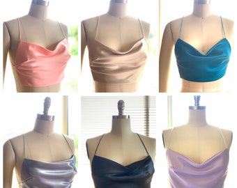 Silky Backless Tie Up Crop Top - Various Colours