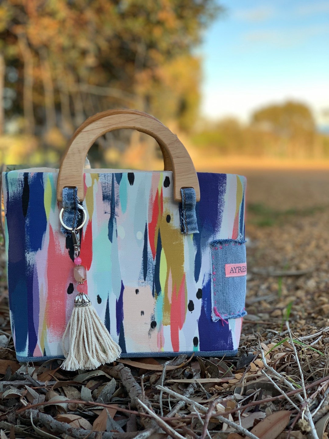 Abstract Paint Canvas Tote Etsy