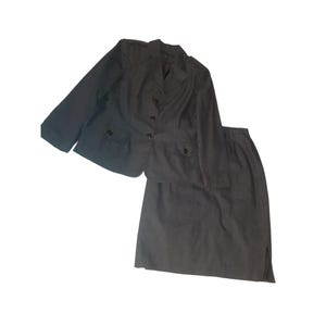 Vintage HARVE BENARD Damen Braun Blazer Anzugjacke und Rock Set Größe 12