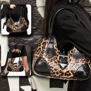 Vintage Leopard Print Handtasche, Y2k Mode-Handtasche, Pendler-Handtasche mit großer Kapazität, Handtasche, einfache Damen Schultertasche, tägliche Tasche