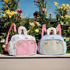 Joli sac à dos Ita, présentoir à épingles, sac à fenêtre, sac à dos cosplay, sac de collection, sac à dos à épingles, cadeau pour amateur de dessins animés, sac Ita