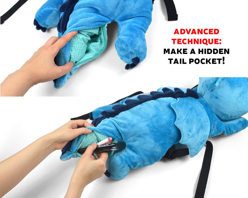 Dragon Plush Backpack Sewing Pattern .pdf Tutorial Stuffed image 9