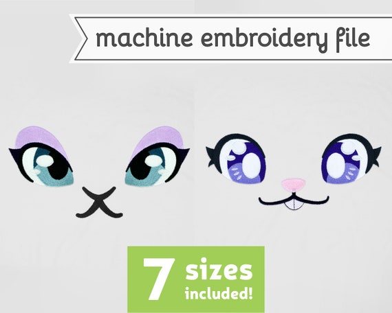 Forest Animal Eyes Machine Embroidery File Design for Plush 7 Sizes