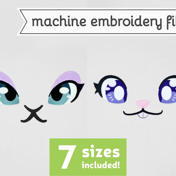 Forest Animal Eyes Machine Embroidery File Design for Plush 7 Sizes