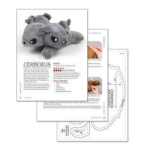 Cerberus Three-headed Dog Monster Fluffy Stuffed Animal Plush Sewing Pattern .pdf Tutorial image 2