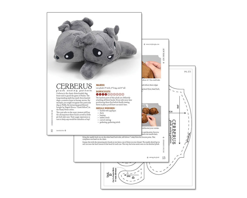 Cerberus Three-headed Dog Monster Fluffy Stuffed Animal Plush