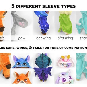 Doll Kigurumi Animal Costume Expansion Pack Sewing Pattern .pdf Tutorial Cat Bat Unicorn Dragon image 4