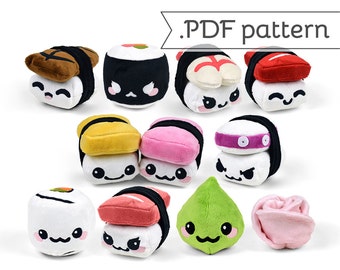 Sushi Plush Bundle of 8 .pdf Sewing Patterns