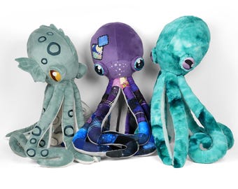 Large Octopus Plush Stuffed Animal in Minky Faux Fur