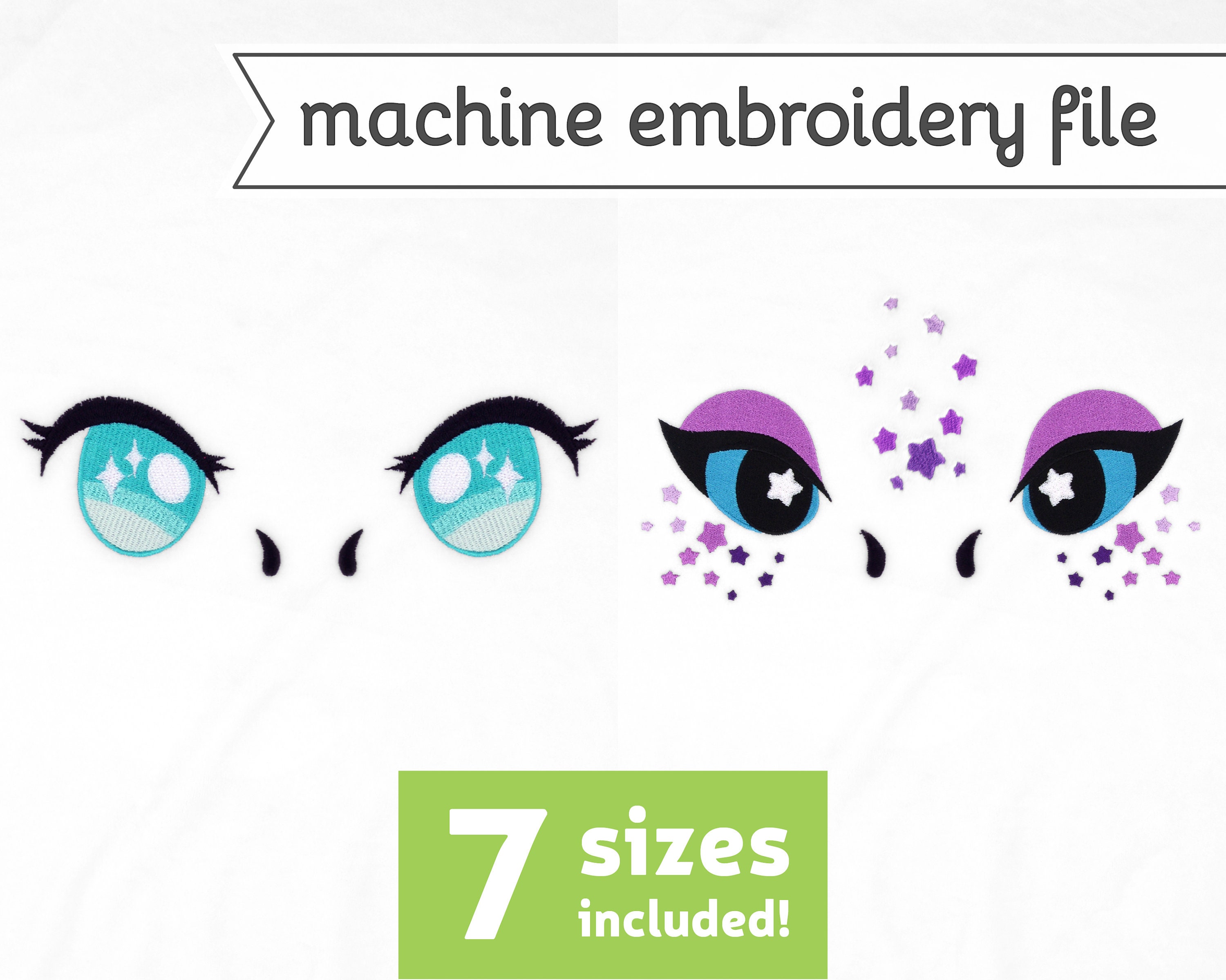 Unicorn Eyes #3 Machine Embroidery File Design for Plush 7 Sizes