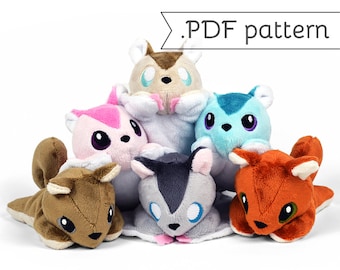 Squirrel Pocket Plush Sewing Pattern .pdf Tutorial Flying Sugar Glider