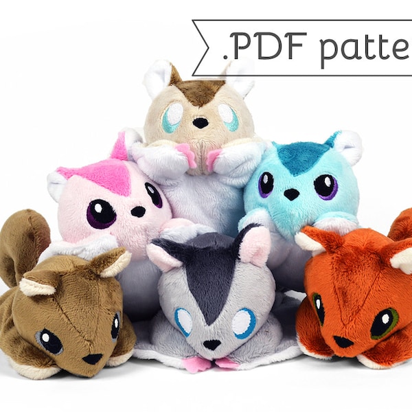 Squirrel Pocket Plush Sewing Pattern .pdf Tutorial Flying Sugar Glider