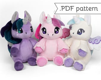 Slouchy Plush Unicorn Sewing Pattern .pdf Tutorial
