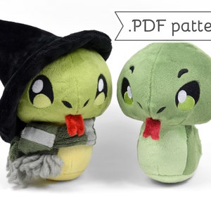 Snake Plush with Scarf & Witch Hat Sewing Pattern .pdf Tutorial Wizard