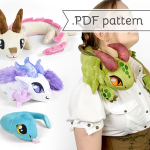 Neck Dragon Plush Sewing Pattern .pdf Tutorial Posable Wearable Shoulder Accessory Eastern Snake image 1