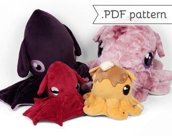 Dumbo Octopus and Vampire Squid Plush Sewing Pattern .pdf Tutorial