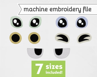 Simple Bird Eyes Machine Embroidery File Design for Plush 7 Sizes