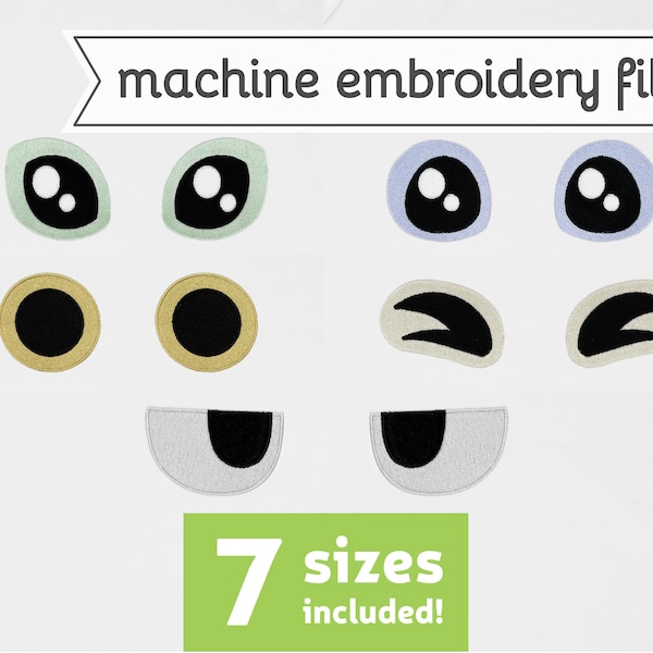 Conception simple de fichier de broderie Machine yeux d'oiseau pour peluche 7 tailles