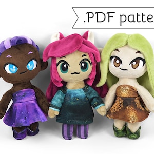 Chibi Human Doll Plush Sewing Pattern .pdf Tutorial with Removable Casual Clothes image 1