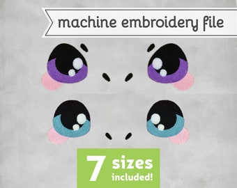 Dinosaur Eyes Machine Embroidery File Design for Plush 7 Sizes