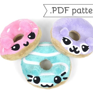 Donut Animal Food Plush .pdf Sewing Pattern Panda Fox Bunny Alpaca Kitty