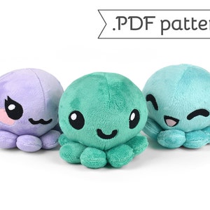 Octopus with Animal Variation Plush Sewing Pattern .pdf Tutorial Kitty Bunny Fox Panda Alpaca image 1