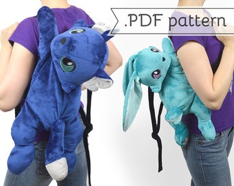 Plush Backpack Sewing Pattern .pdf Tutorial Stuffed Animal Cat Fox Rabbit Bunny Kitty