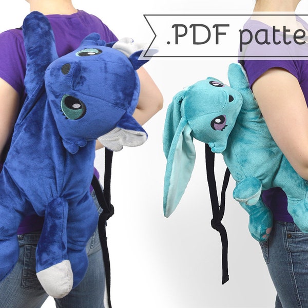 Plush Backpack Sewing Pattern .pdf Tutorial Stuffed Animal Cat Fox Rabbit Bunny Kitty